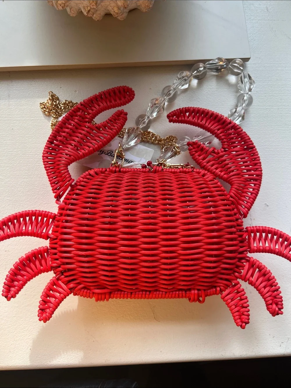 Tommy Bahama Red Woven Crab Crossbody Bag - Picture 2 of 4